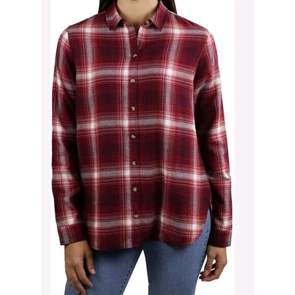 Jachs Flannel Shirt Size XL Rusty Red Plaid Soft Front Button - Picture 1 of 15